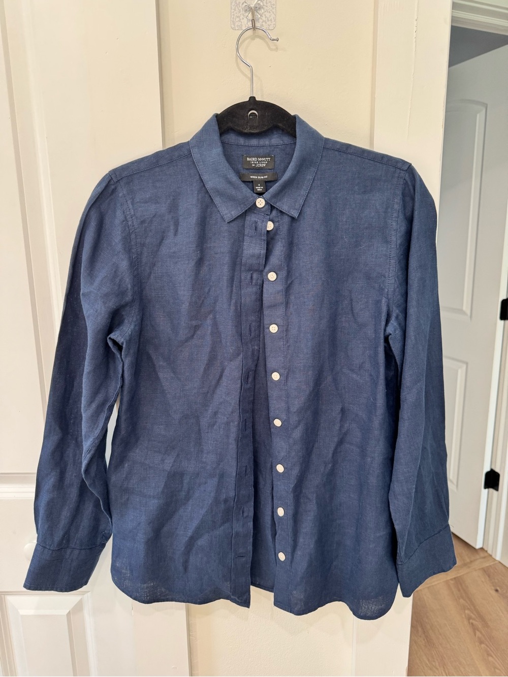 J. Crew Men’s Navy Blue Linen Button-Down Shirt
